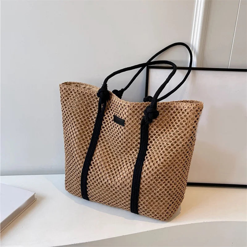 Hand-woven Women's Shoulder Handbag Bohemian 2024 Summer Fashion Straw Beach Tote Bag Travel Shopper Weaving Shopping Bags