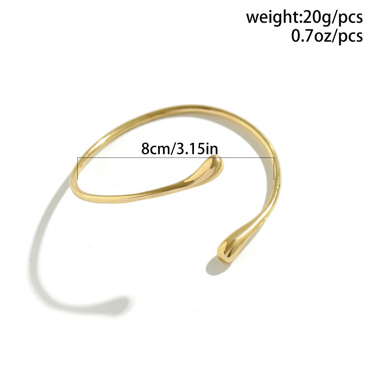 Salircon Simple Metal Water Drop Open Upper Arm Bracelet Bohemian Smooth Upper Arm Bracelet Women's Casual Party Jewelry Gift ﻿